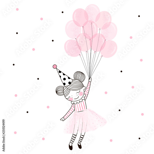Fotoroleta dzieci kreskówka ładny sztuka balon