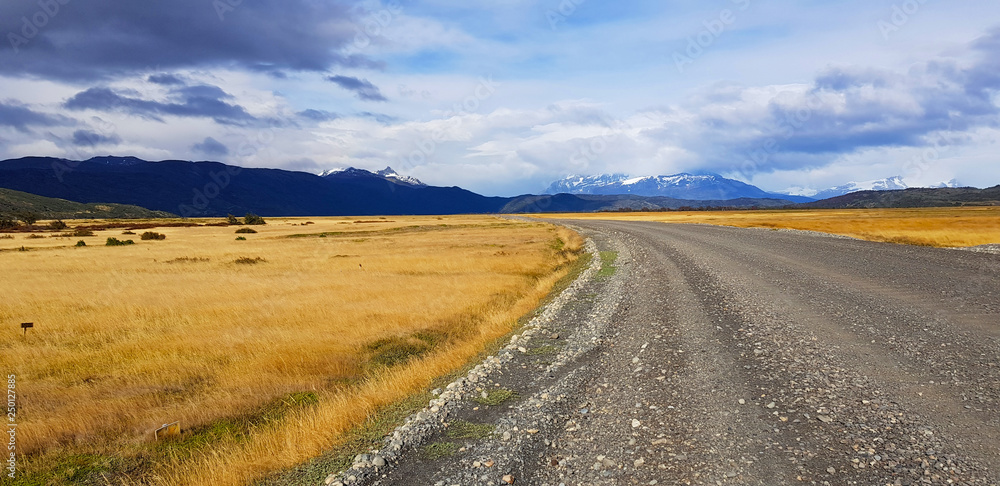 Landscape along a Patagonia road, Torres del Paine, Chile