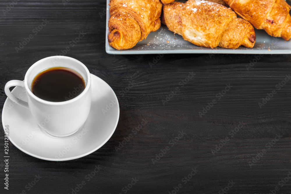 French Breakfast, coffee and croissants French Breakfast, coffee and croissants