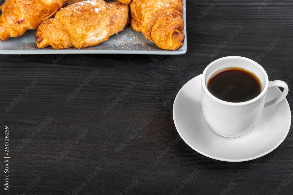 French Breakfast, coffee and croissants French Breakfast, coffee and croissants