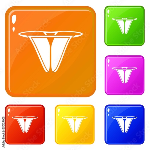 Modern bikini icons set collection vector 6 color isolated on white background