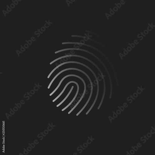 Cryptographic signature glyph icon, security and identity, faded fingerprint, Vector illustration isolated on black background.