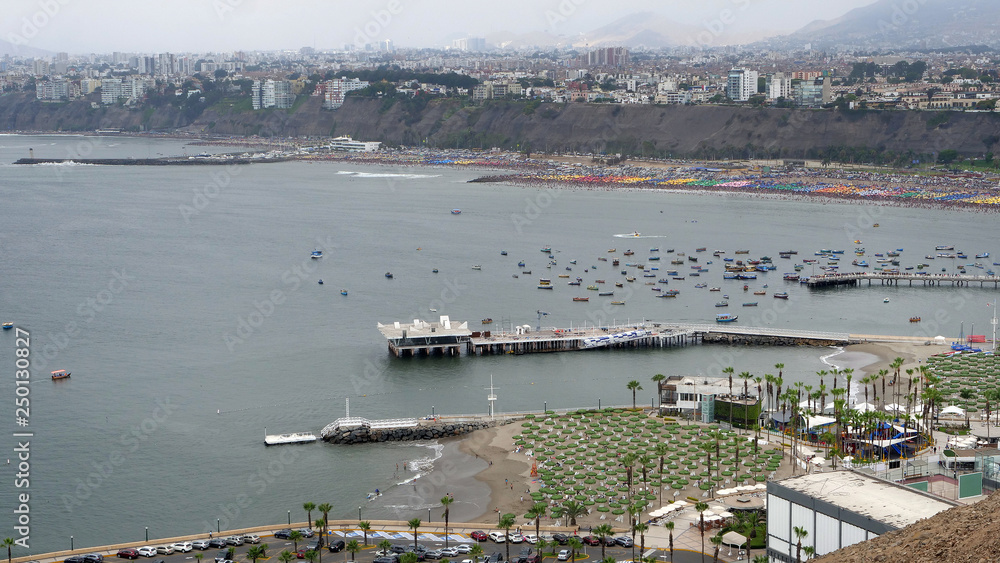 Chorrillos Lima Peru. Urbanisation. Overpopulation. Beach Stock Photo
