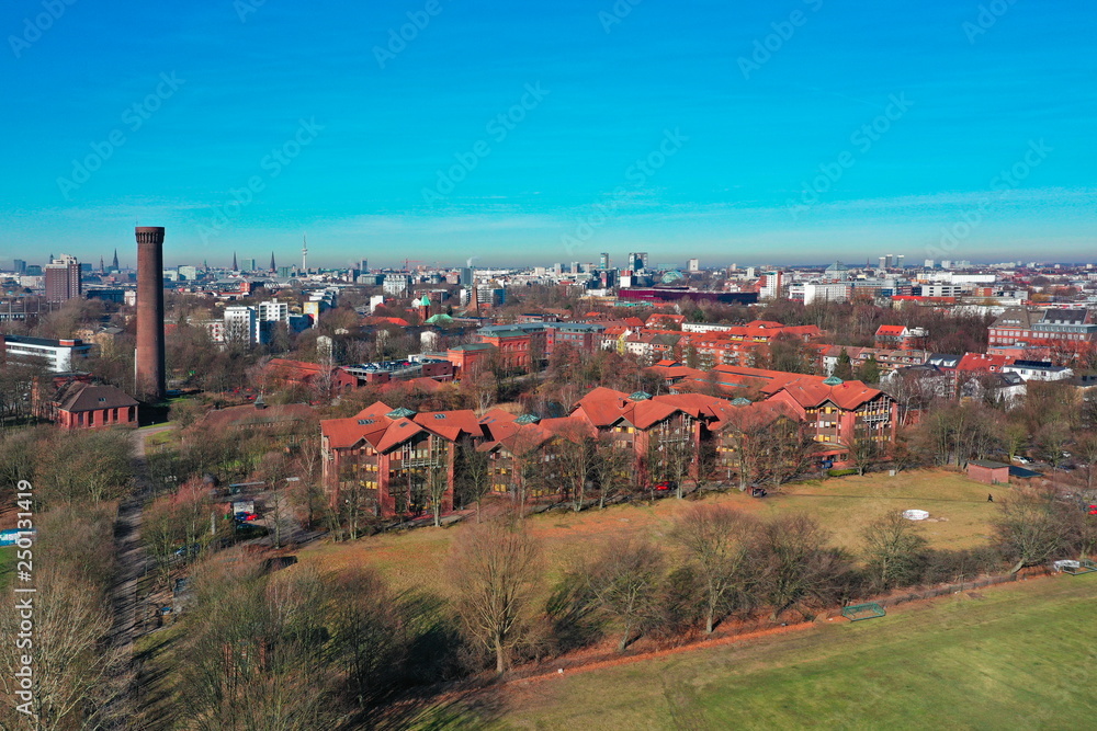Fototapeta premium Hamburg Rothenburgsort, Hamburger Wasserversorgung, Luftaufnahme