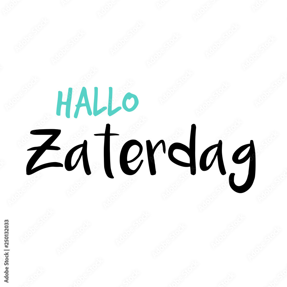 Fototapeta premium Hello Saturday in Dutch or Hallo Zaterdag in het Nederlands, White or wit