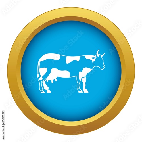 Cow icon blue vector isolated on white background for any design