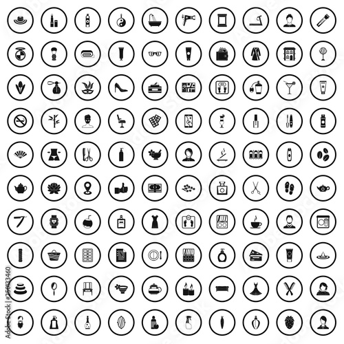 100 beauty salon icons set in simple style for any design vector illustration
