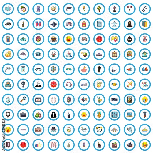 100 antiterrorism icons set. Cartoon illustration of 100 antiterrorism vector icons isolated on white background