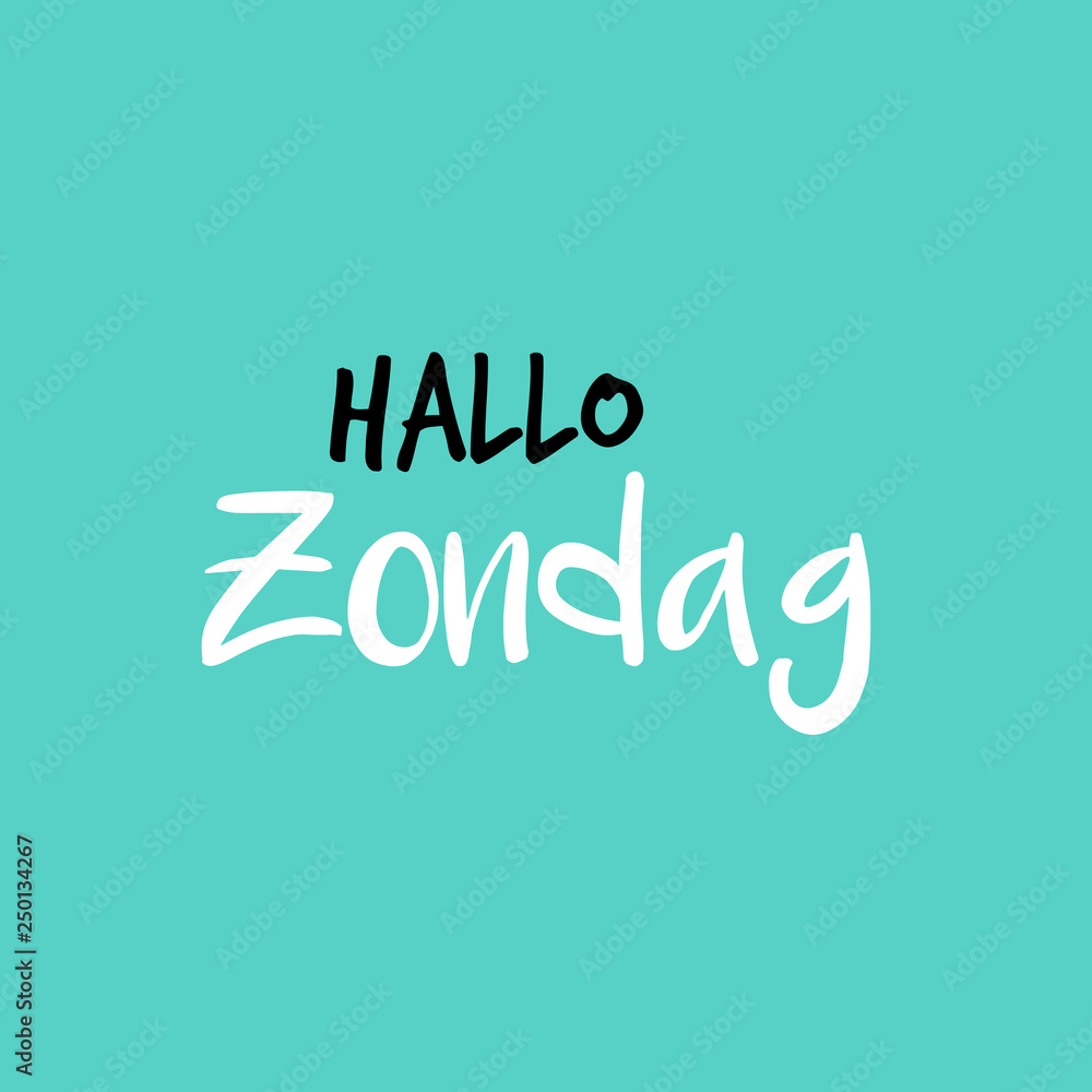 Hello Sunday in Dutch or Hallo Zondag in het Nederlands, Blue or blauw
