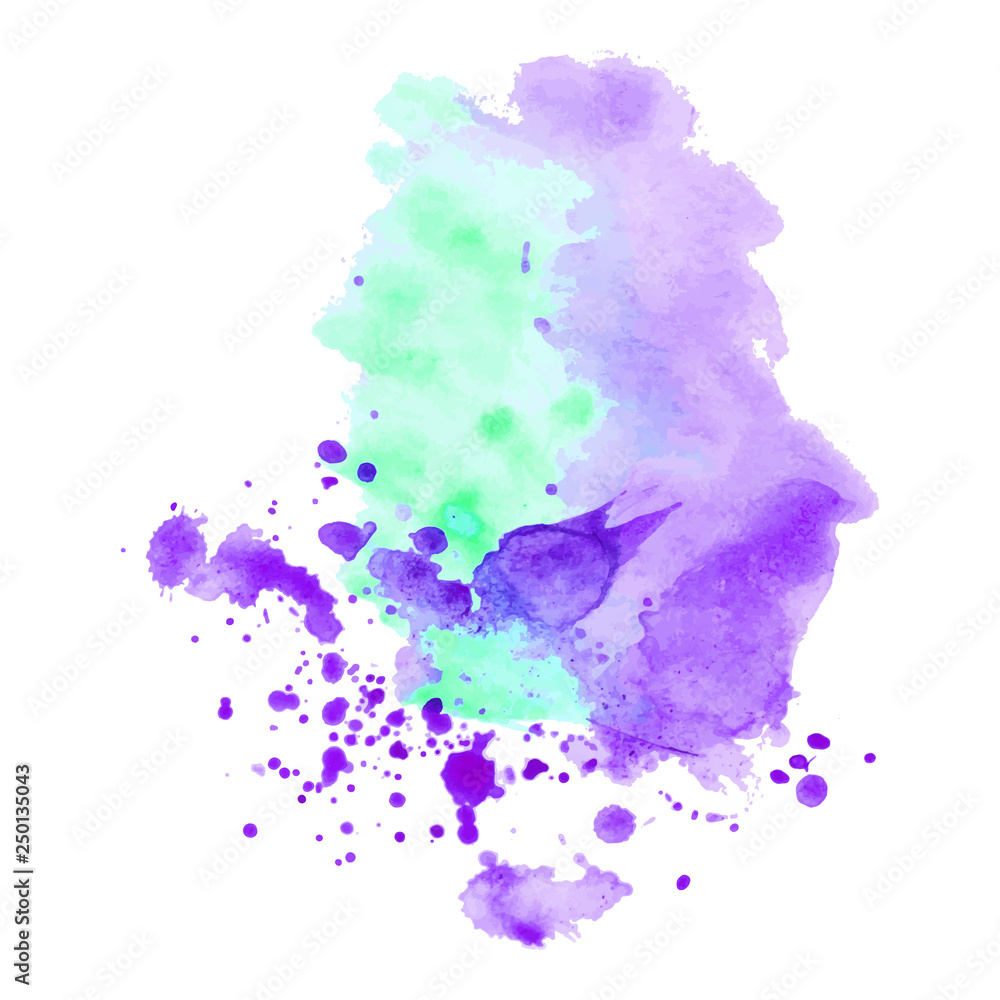 Abstract isolated colorful vector watercolor splash.