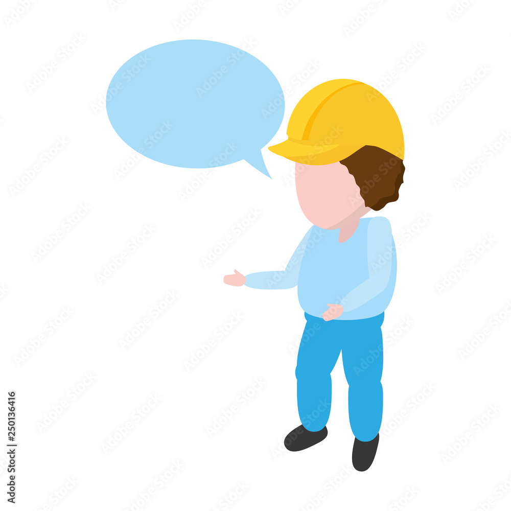 worker with hardhat and speech bubble worker with hardhat and speech bubble