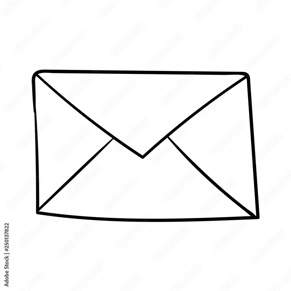 Cartoon doodle linear mail, letter isolated on white background. Vector illustration. Cartoon doodle linear mail, letter isolated on white background. Vector illustration.