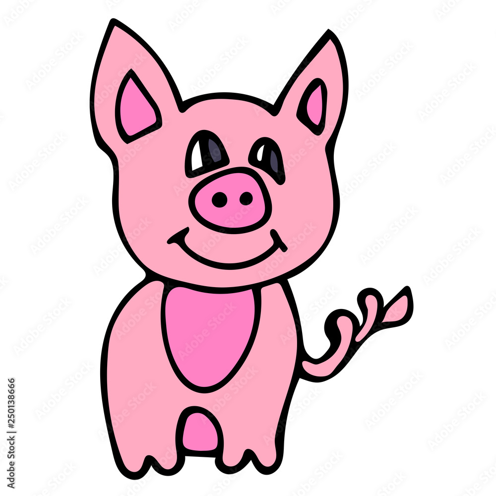 Cartoon doodle linear pig isolated on white background. Vector illustration. Cartoon doodle linear pig isolated on white background. Vector illustration.