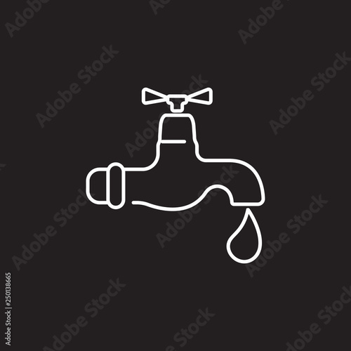 Dripping tap with drop line icon. Simple element illustration. Dripping tap with drop line symbol design from Ecology collection set. Can be used in web and mobile