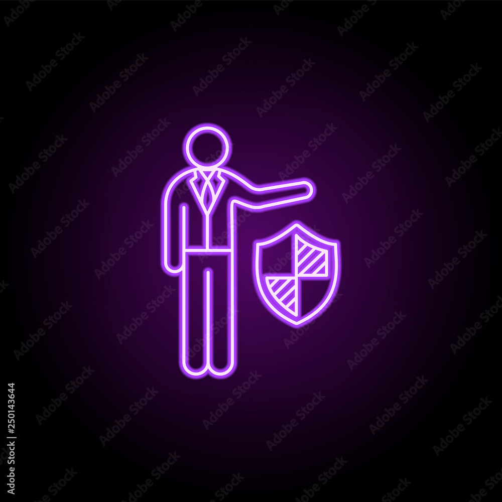 Obraz premium business protection outline icon. Elements of Security in neon style icons. Simple icon for websites, web design, mobile app, info graphics