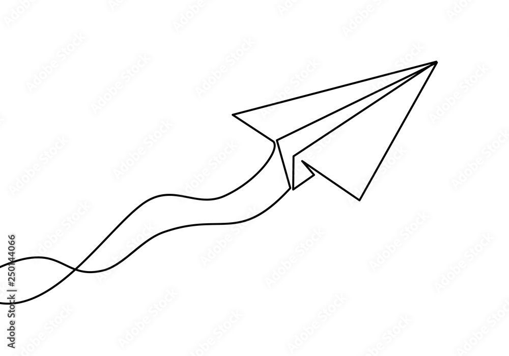 continuous line drawing of plane paper vector illustration. vector illustration. vector illustration for banner, poster, web, template. Black thin line image of plane paper icon - Vector continuous line drawing of plane paper vector illustration. vector illustration. vector illustration for banner, poster, web, template. Black thin line image of plane paper icon - Vector