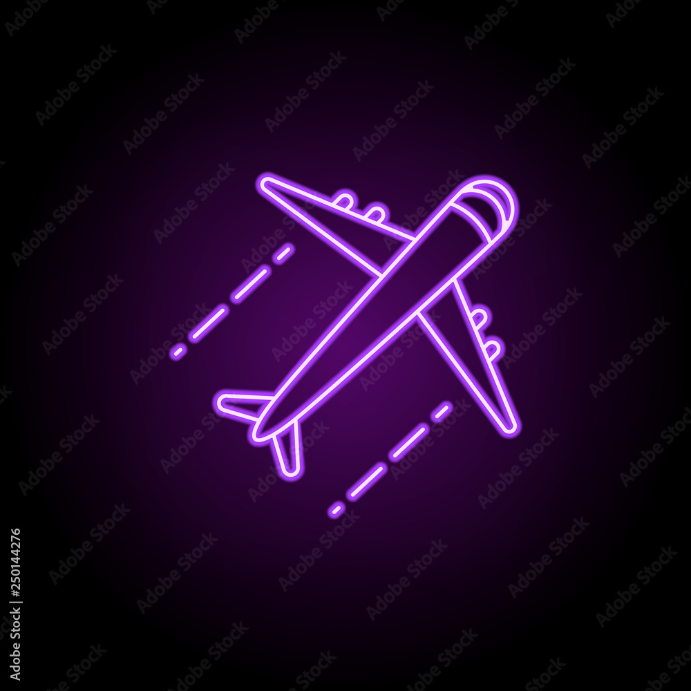 aircraft dusk style icon. Elements of Summer holiday & Travel in neon style icons. Simple icon for websites, web design, mobile app, info graphics aircraft dusk style icon. Elements of Summer holiday & Travel in neon style icons. Simple icon for websites, web design, mobile app, info graphics
