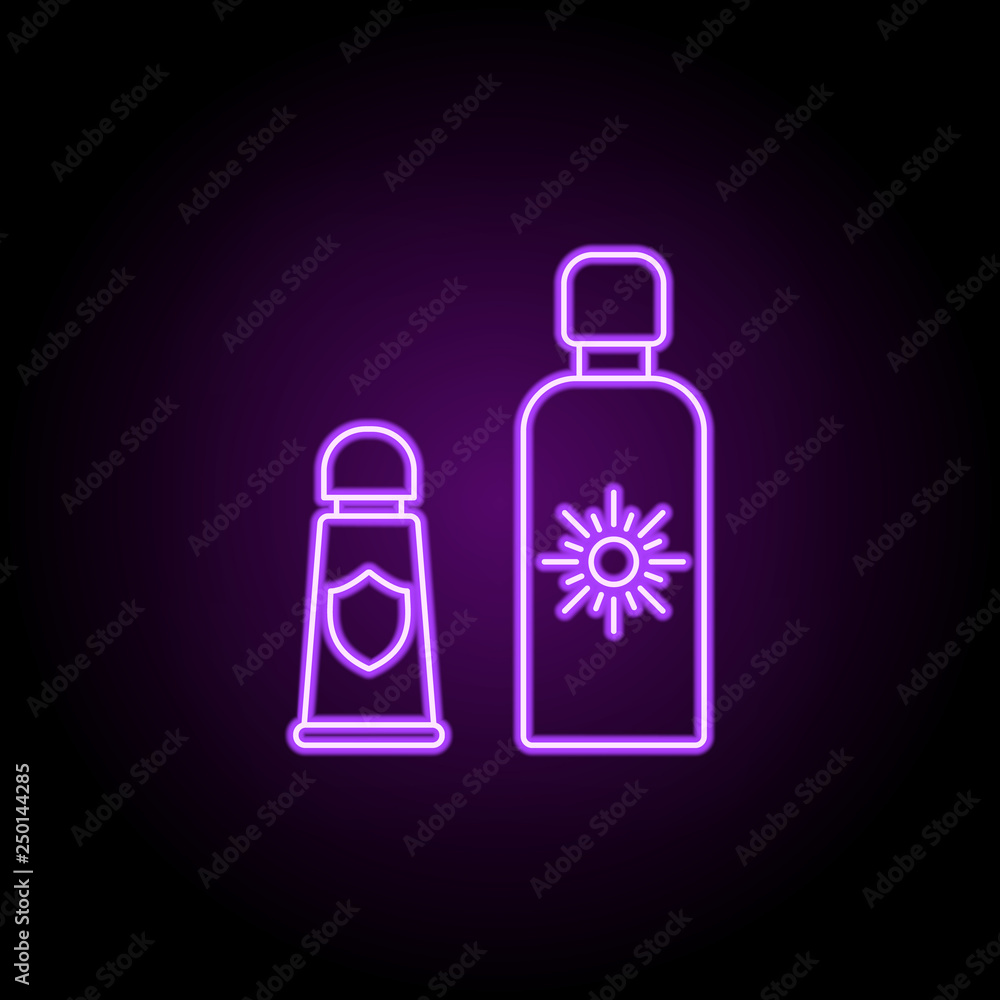 suntan cream dusk style icon. Elements of Summer holiday & Travel in neon style icons. Simple icon for websites, web design, mobile app, info graphics suntan cream dusk style icon. Elements of Summer holiday & Travel in neon style icons. Simple icon for websites, web design, mobile app, info graphics