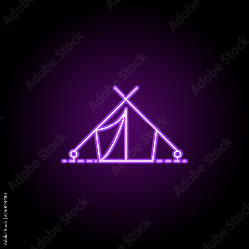 tent dusk style icon. Elements of Summer holiday & Travel in neon style icons. Simple icon for websites, web design, mobile app, info graphics