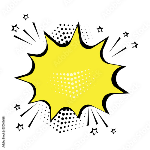 Empty yellow comic bubble for your text. Comic sound effects in pop art style. Vector illustration.