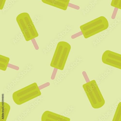Seamless pattern of ice cream. Ice cream with fruit juice. Popsicle on a stick. Vector illustration.  Popsicle background.