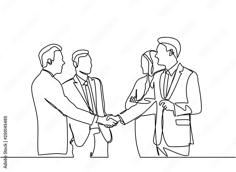 continuous line drawing concept of business people meeting with handshake. vector - Vector continuous line drawing concept of business people meeting with handshake. vector - Vector