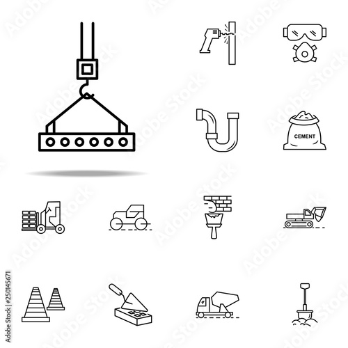 crane with load outline icon. Construction icons universal set for web and mobile
