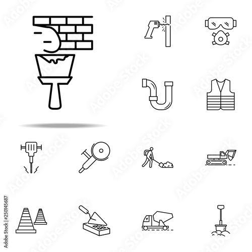 spatula and wall outline icon. Construction icons universal set for web and mobile