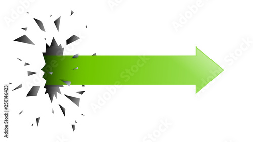 The arrow pierced through the wall, vector illustration graphic