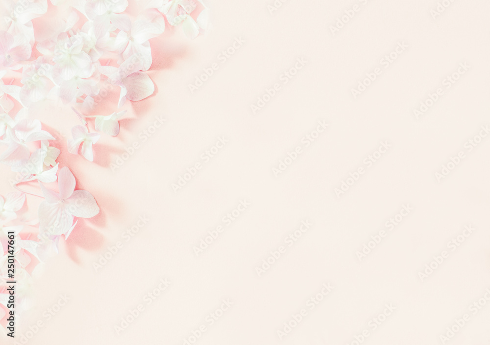 Botanical banner  with  soft  pink   lilac flowers. Romantic design for natural cosmetics, perfume, women products. Can be used as greeting card or wedding invitation  