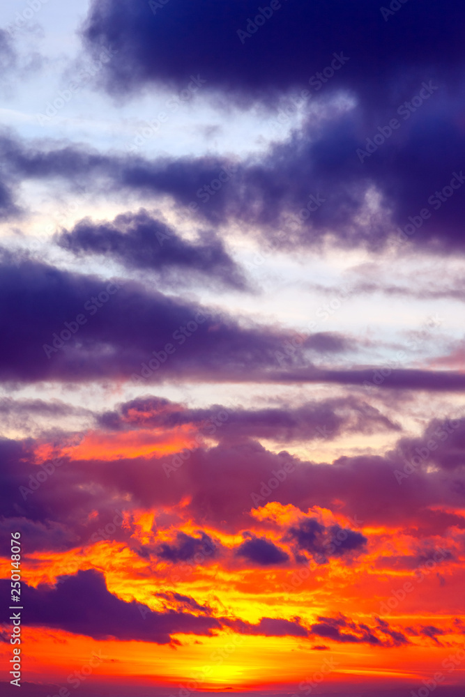 bright colorful clouds during sunset