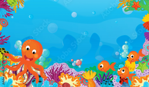 cartoon scene with coral re...
