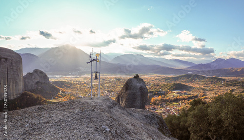 on top of a rock looking at kalambaka photo