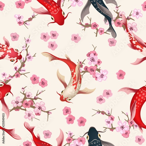 Garden koi seamless pattern