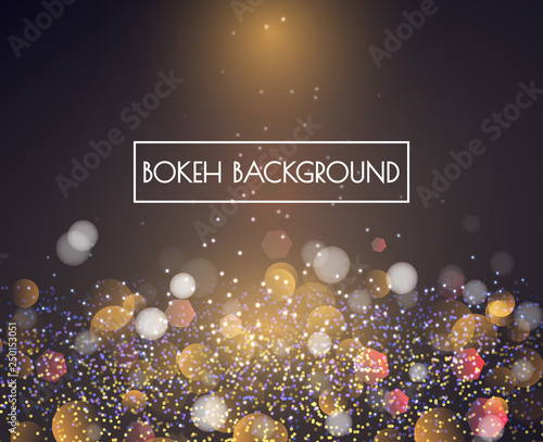 Gold Bokeh lights and glitter background Vector