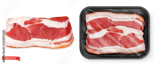 Meat. Fresh steak in the package. Food 3d vector realistic