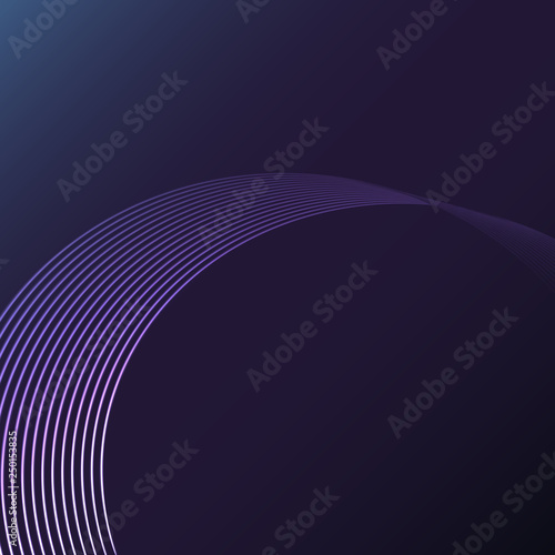 Beautiful purple pink abstract magical energy electric spiral spun cosmic fiery parallel lines, stripes glittering glowing on a blue background. Vector illustration. Texture