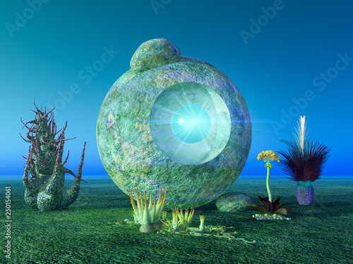 Alien shrine and plants