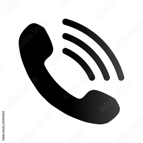 Phone with waves symbol icon - black gradient, isolated - vector