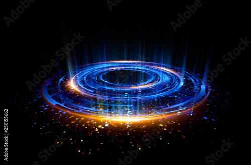 Abstract background. Motion swirl. Glowing circle. Bright spiral. Glow podium. Empty Scene. Space tunnel. Light ellipse. Glint galaxy. Oval stage. Led studio. Lens flare. Glare ring. Show disc.