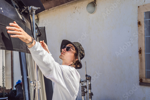 Photos gaffer or the chief electrician in a motion-picture or television production uni