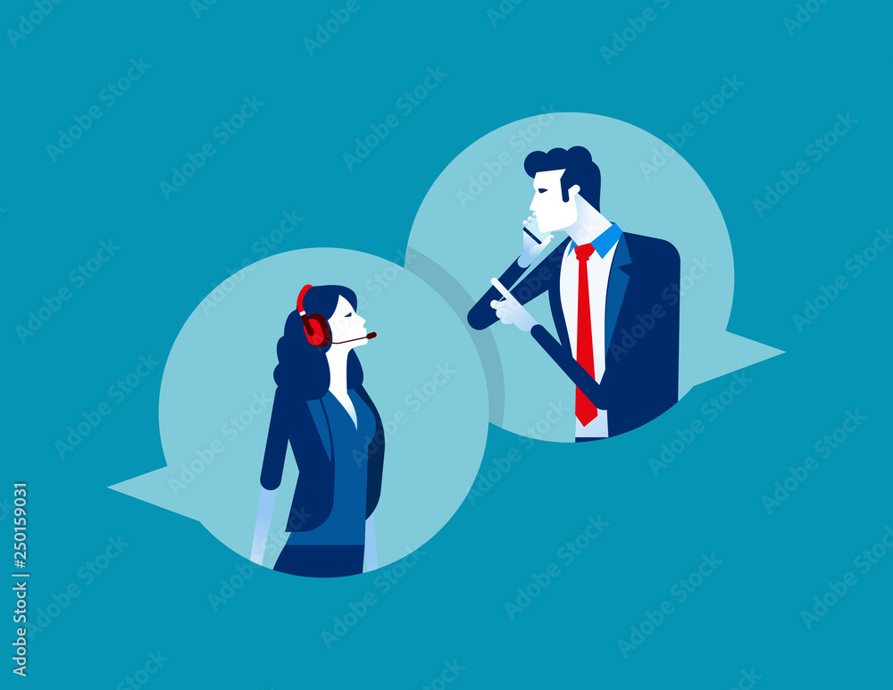 Obraz premium Consult with the call center. Concept busines vector illustration, Consultant, Service & Operator.