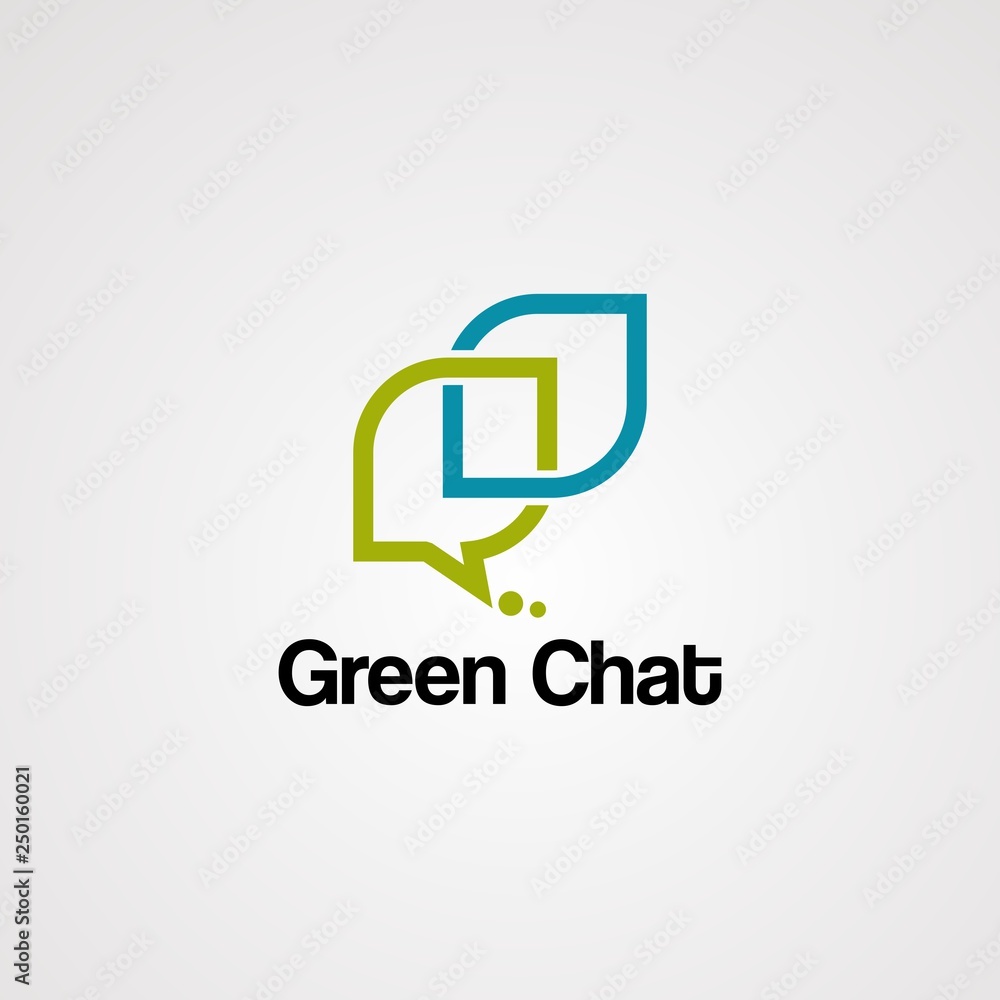 green chat logo vector, icon, template, and element