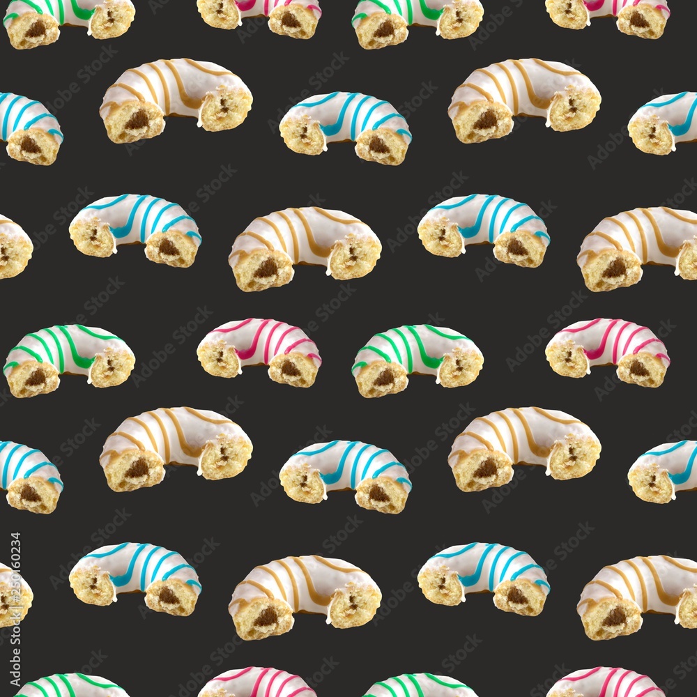 Seamless pattern of mixed doughnuts. Seamless pattern of mixed doughnuts.