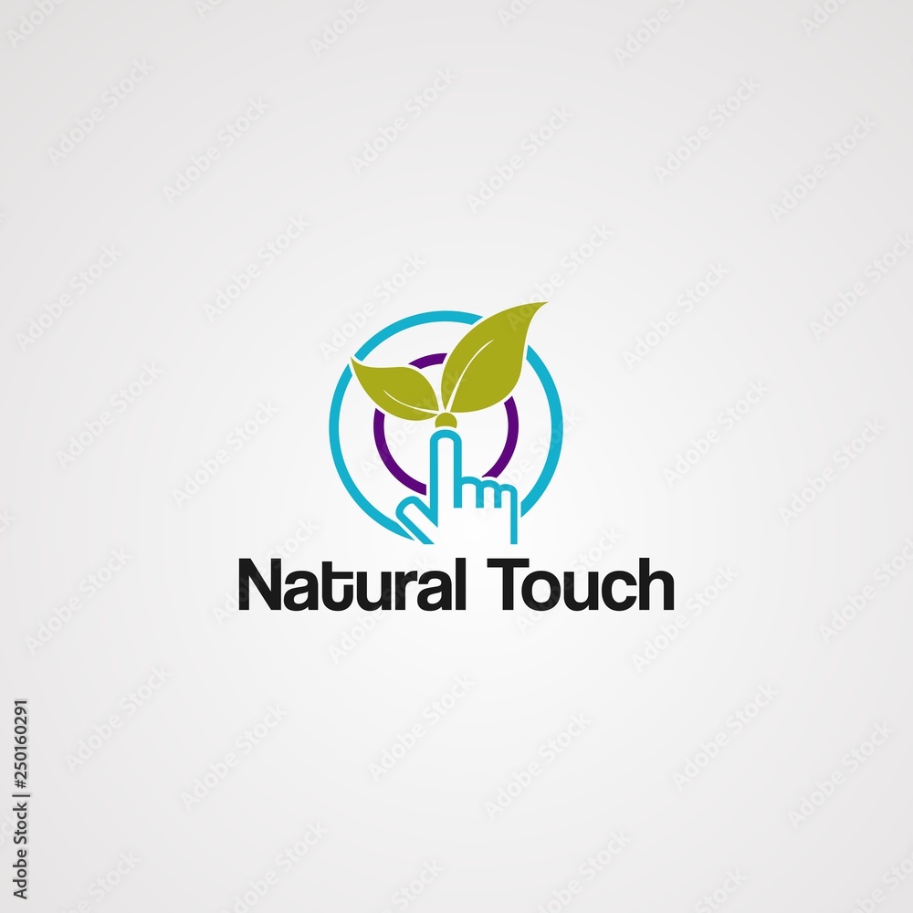 natural touch logo vector with leaf and circle, element,icon, and template for company natural touch logo vector with leaf and circle, element,icon, and template for company