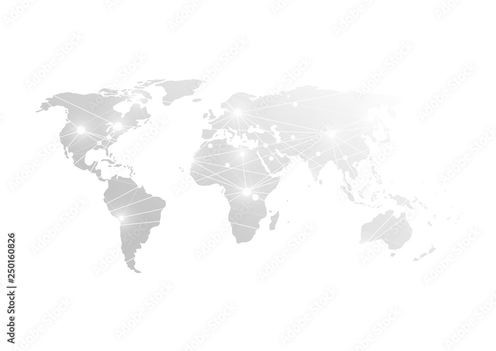 Naklejka premium Global network connection. World map point and line composition concept of Connection technologies for business. Mixed media