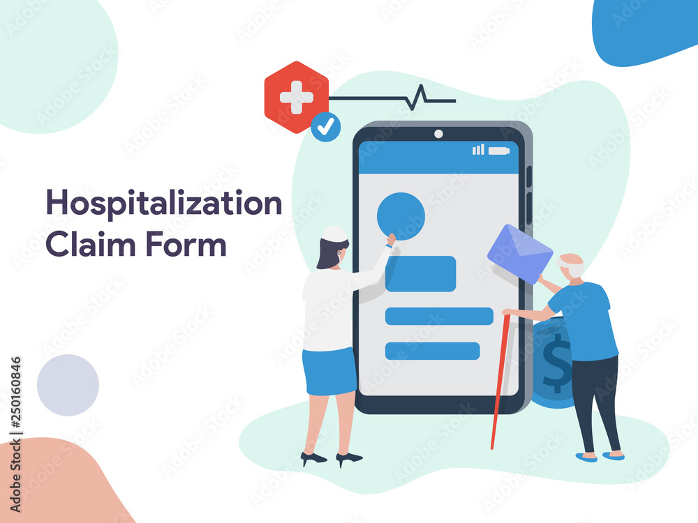 Hospitalization Claim Form illustration. Modern flat design style for website and mobile website.Vector illustration