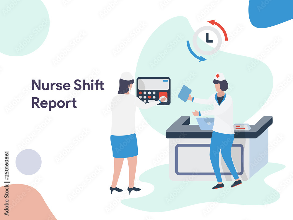 Nurse Shift Report illustration. Modern flat design style for website and mobile website.Vector illustration Nurse Shift Report illustration. Modern flat design style for website and mobile website.Vector illustration