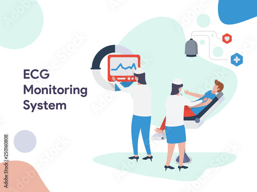 ECG Monitoring System illustration. Modern flat design style for website and mobile website.Vector illustration