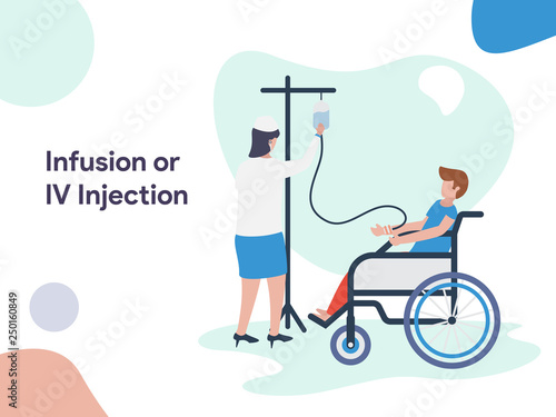 Infusion or IV Injection illustration. Modern flat design style for website and mobile website.Vector illustration